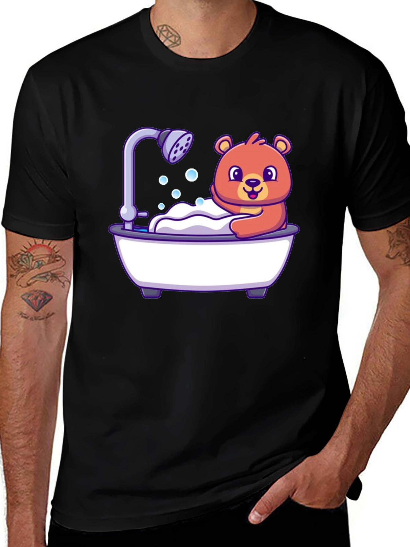 Cute Bear Taking Bath T-Shirt