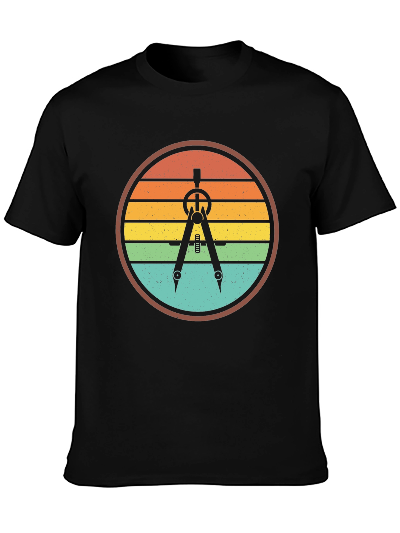 Retro Architect Compass T-Shirt - Black