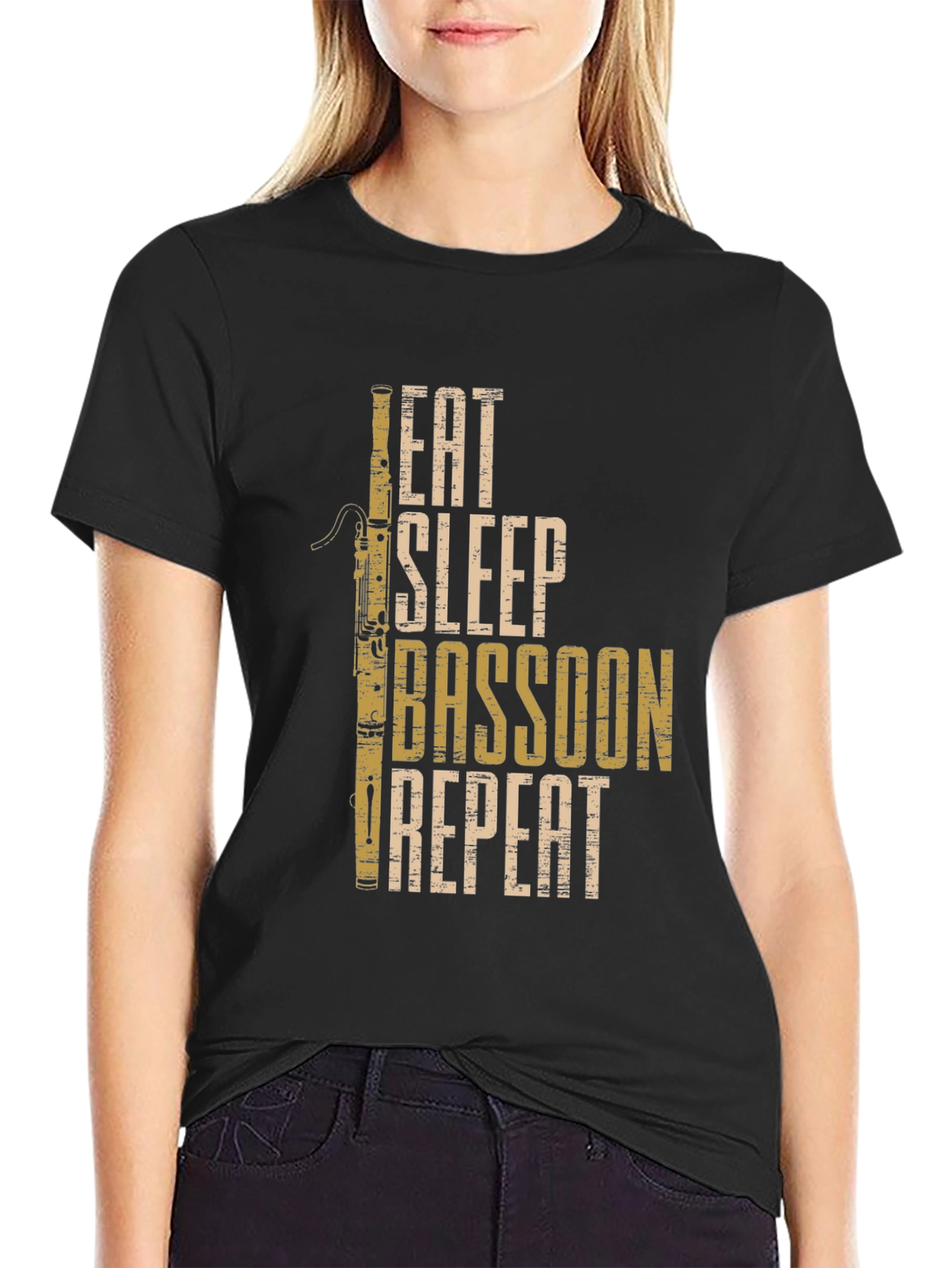 Eat Sleep Bassoon Repeat Black T-Shirt