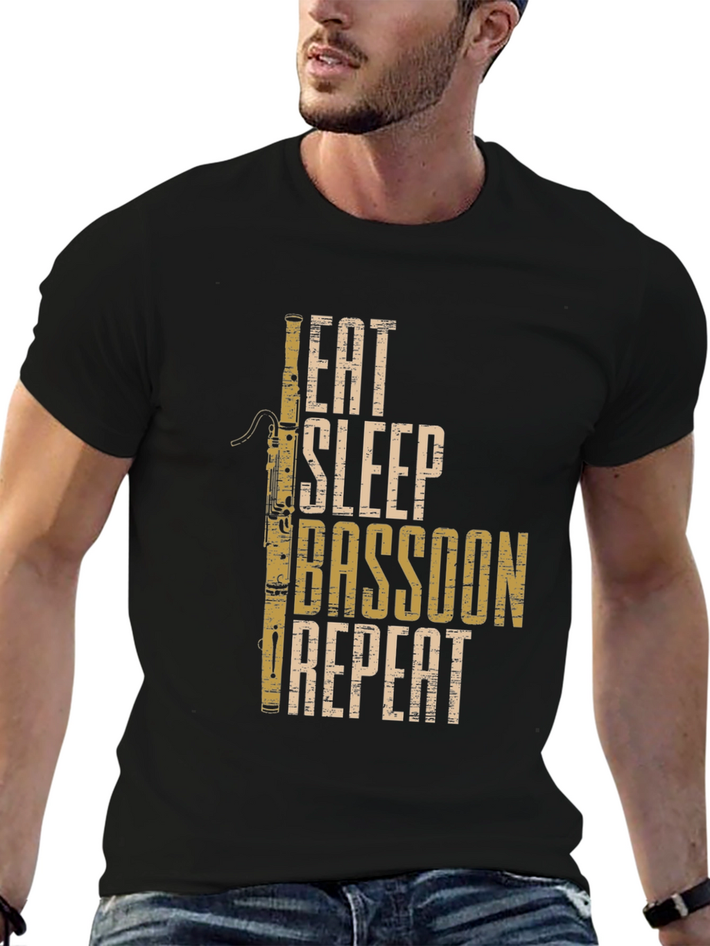 Eat Sleep Bassoon Repeat Black T-Shirt