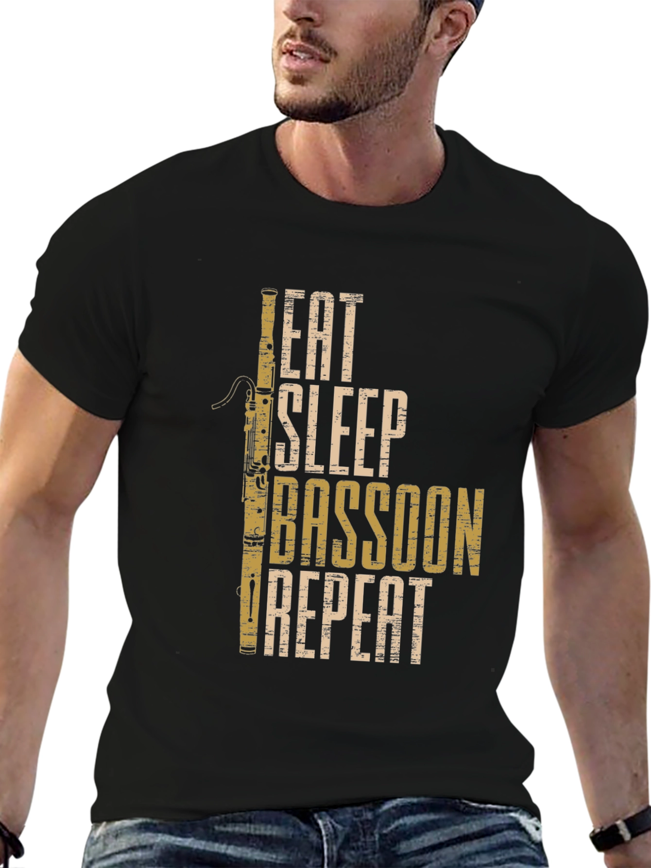 Eat Sleep Bassoon Repeat Black T-Shirt