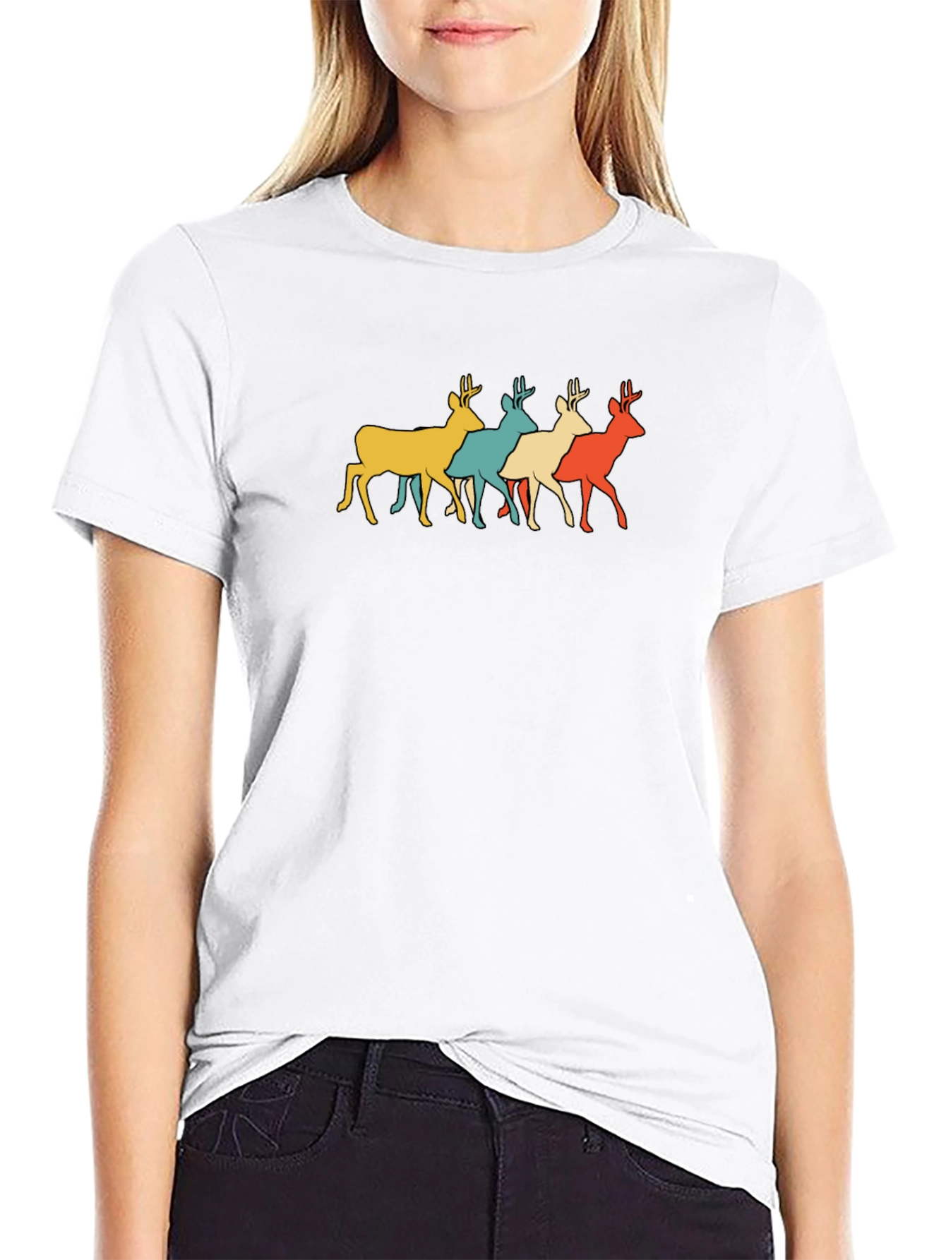 Retro Deer Graphic Tee - Mens Black T-Shirt