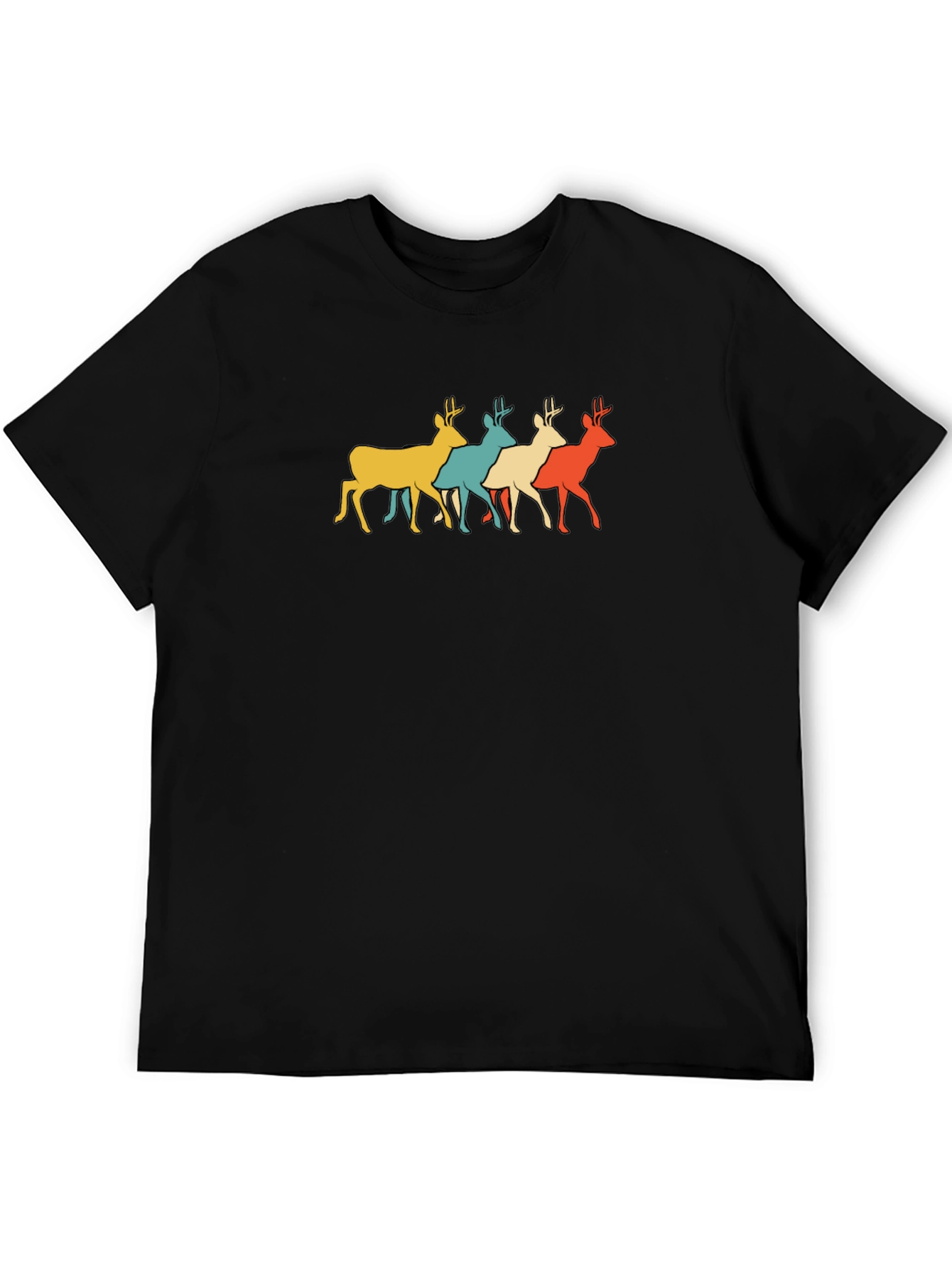 Retro Deer Graphic Tee - Mens Black T-Shirt