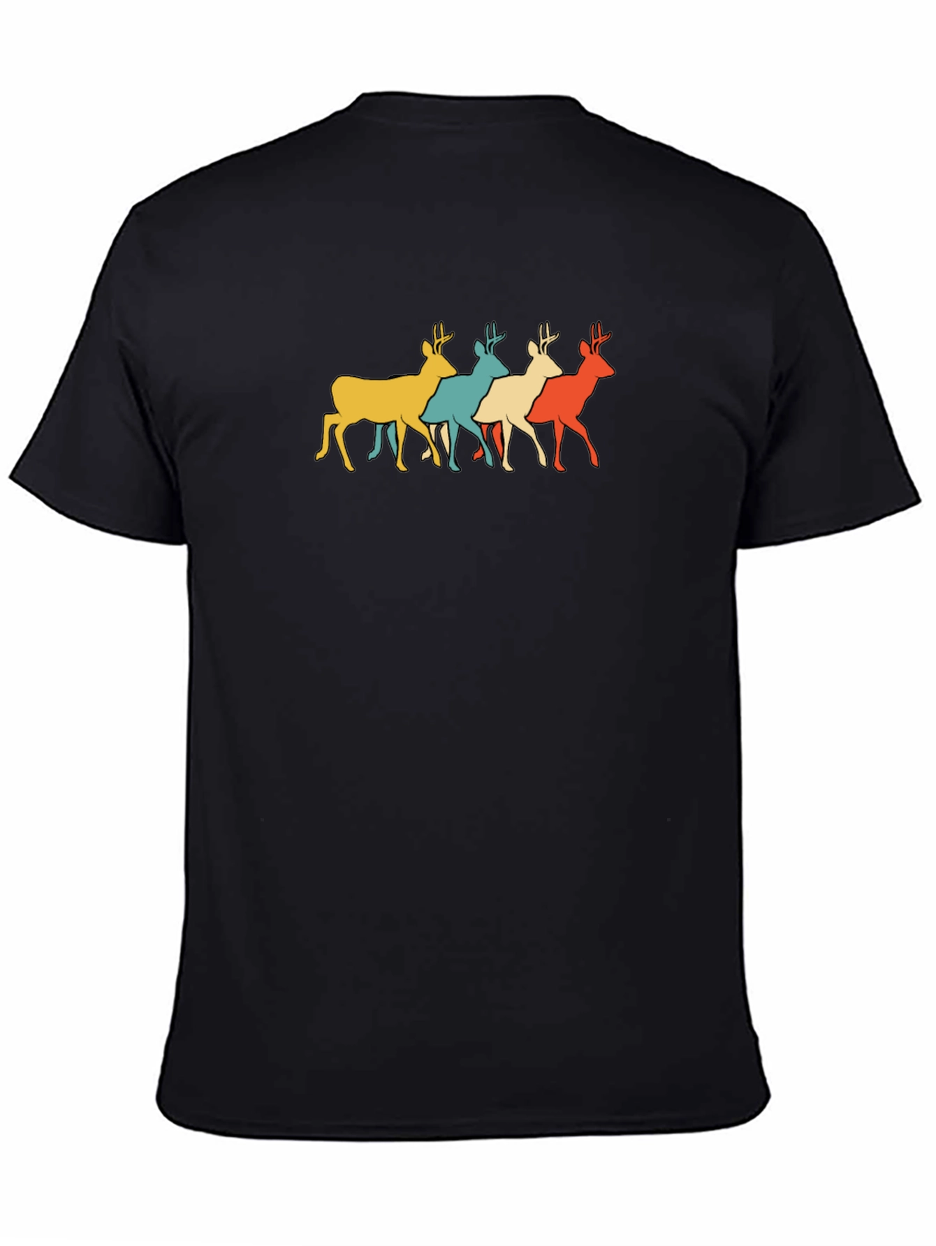 Retro Deer Graphic Tee - Mens Black T-Shirt