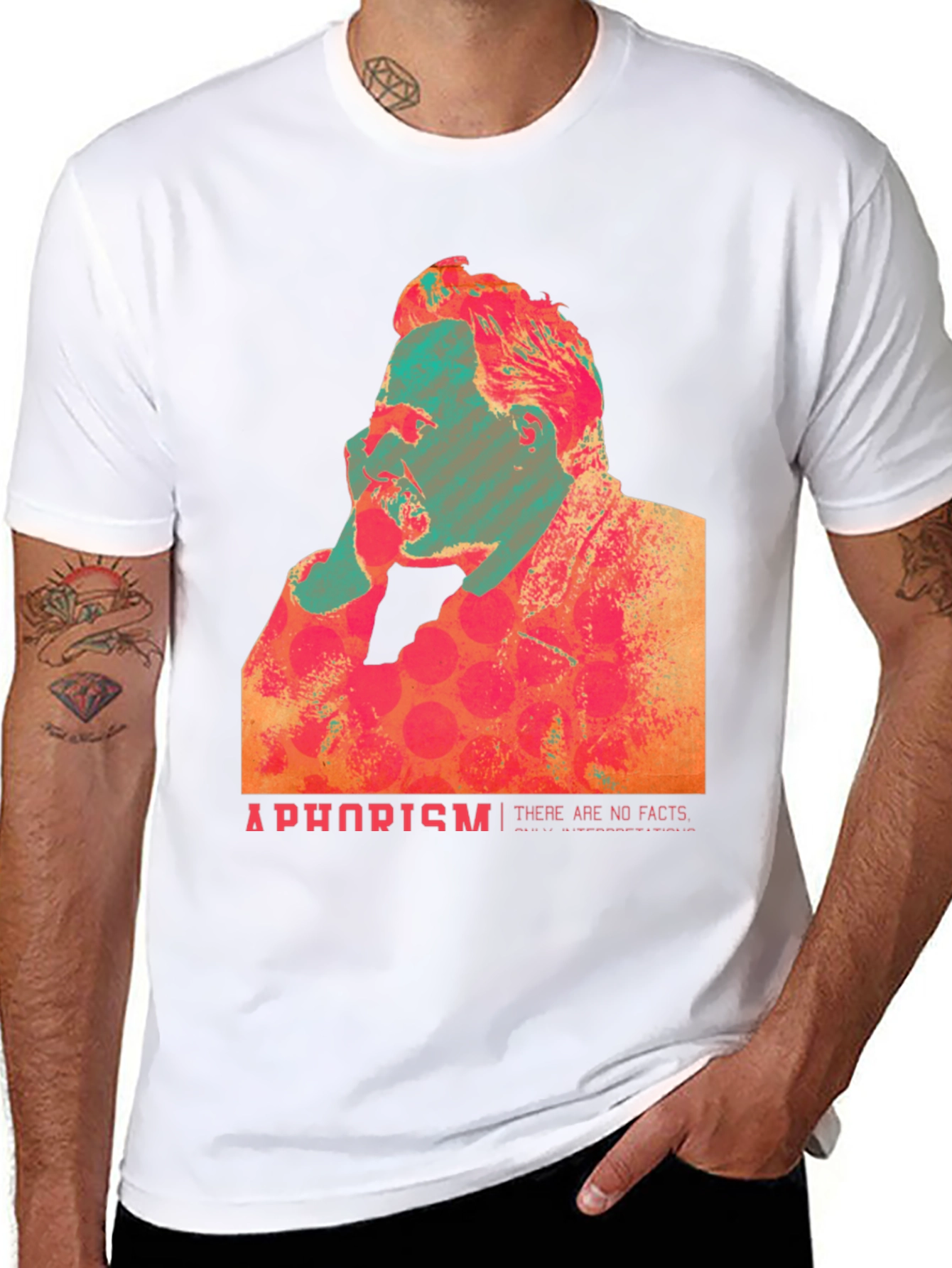 Abstract Nietzsche Quote Graphic T-Shirt
