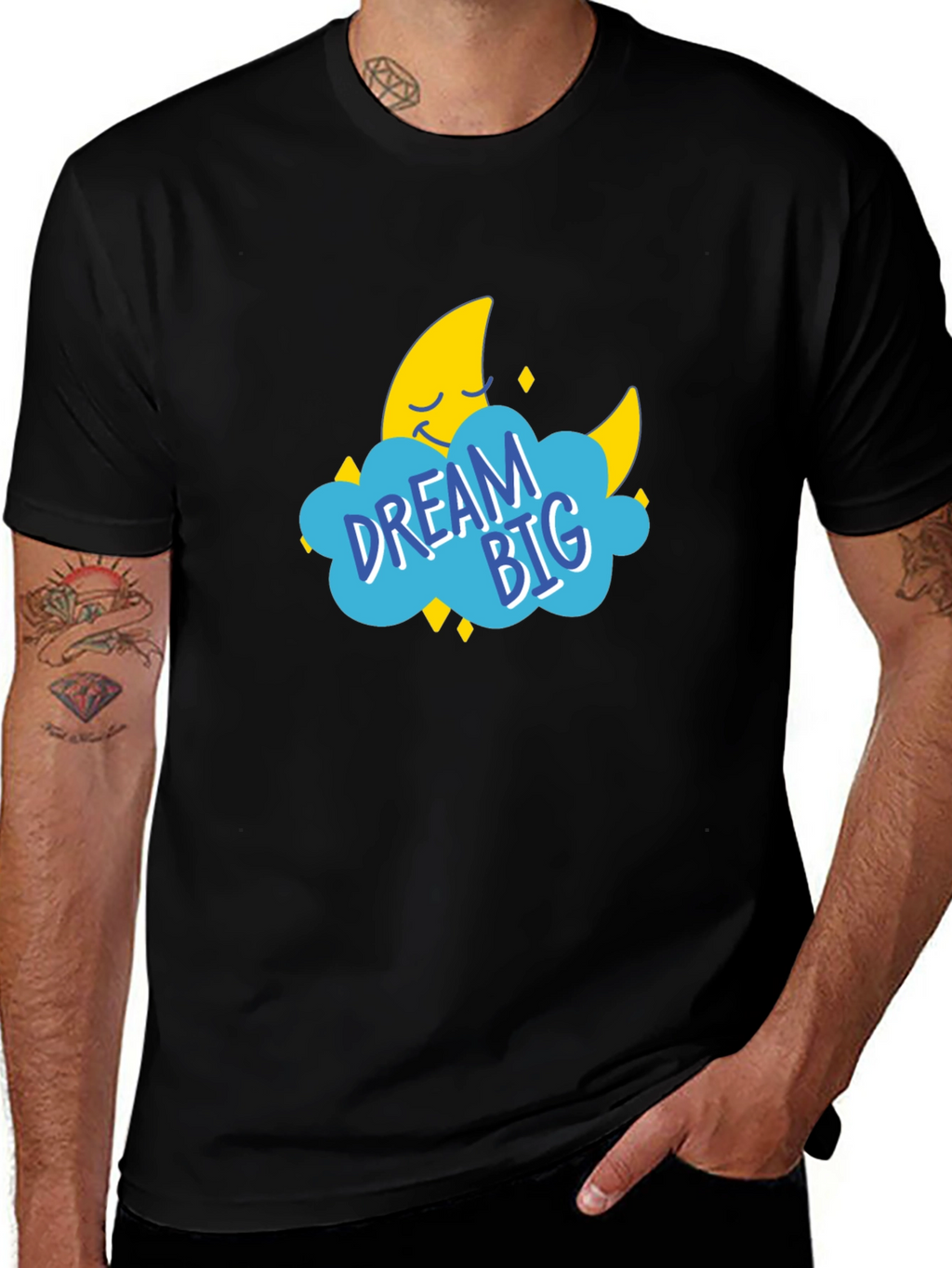 Dream Big Graphic Tee - Black Cotton T-Shirt