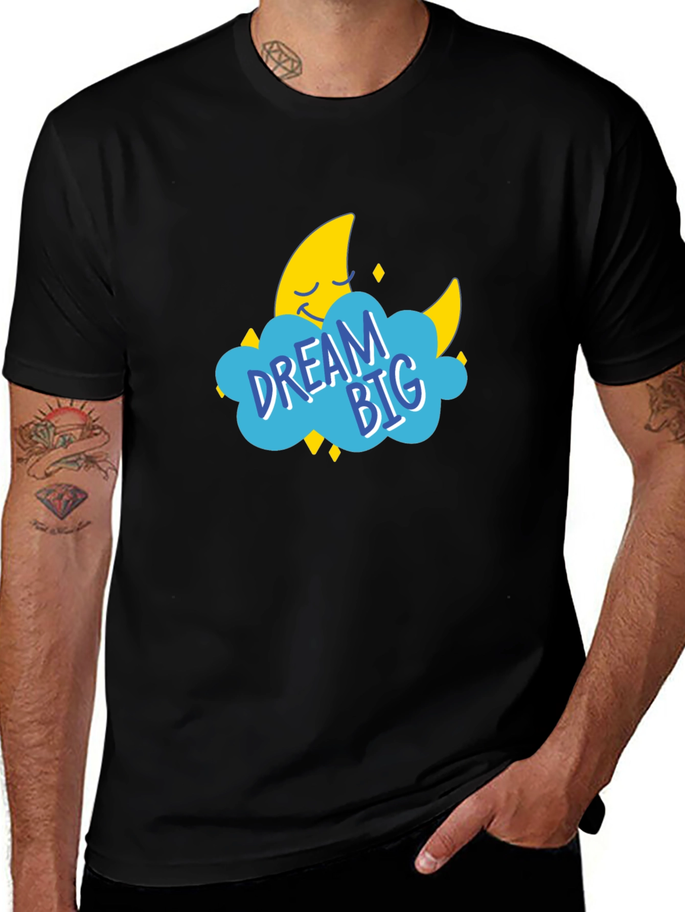 Dream Big Graphic Tee - Black Cotton T-Shirt
