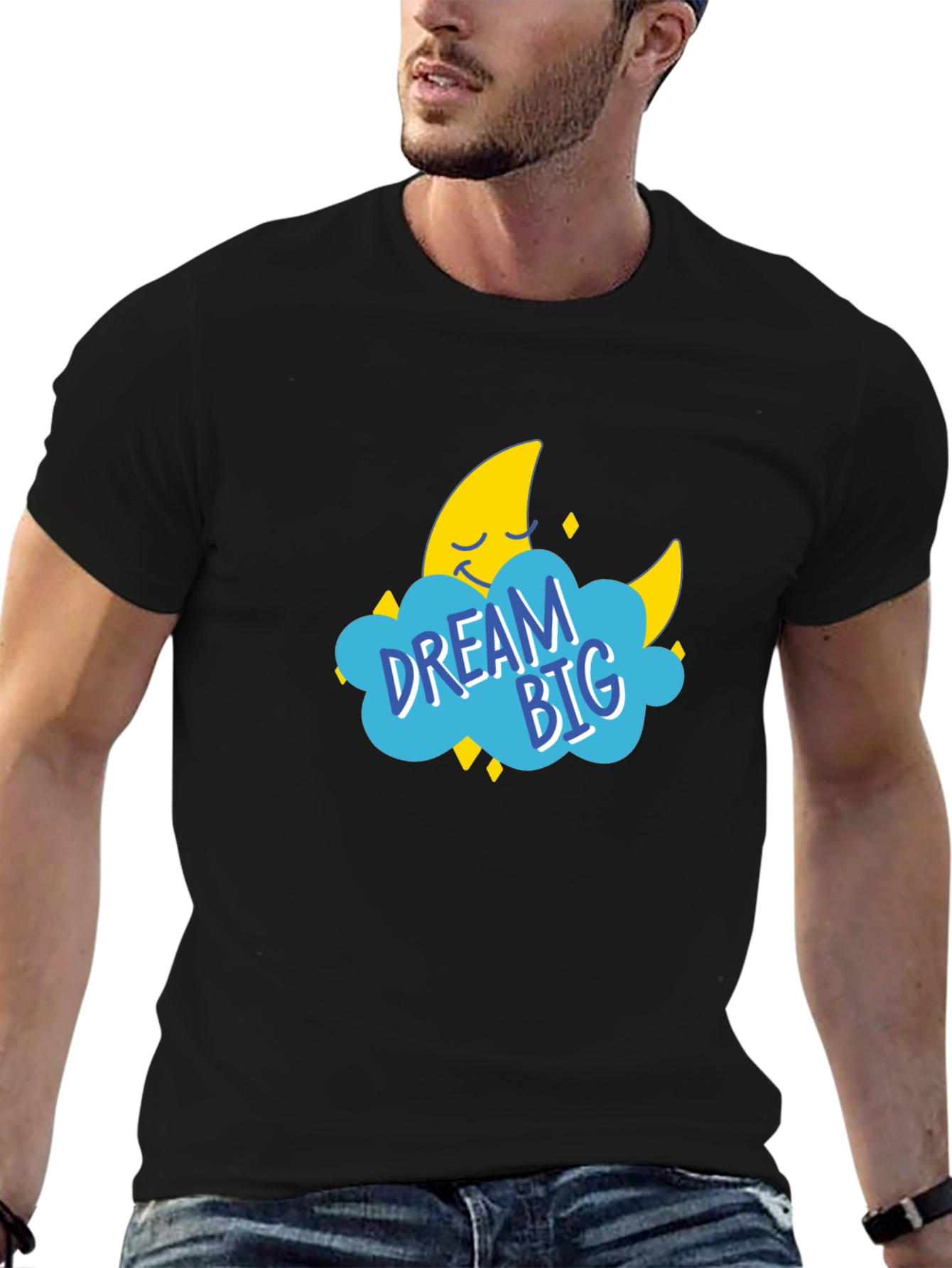 Dream Big Graphic Tee - Black Cotton T-Shirt