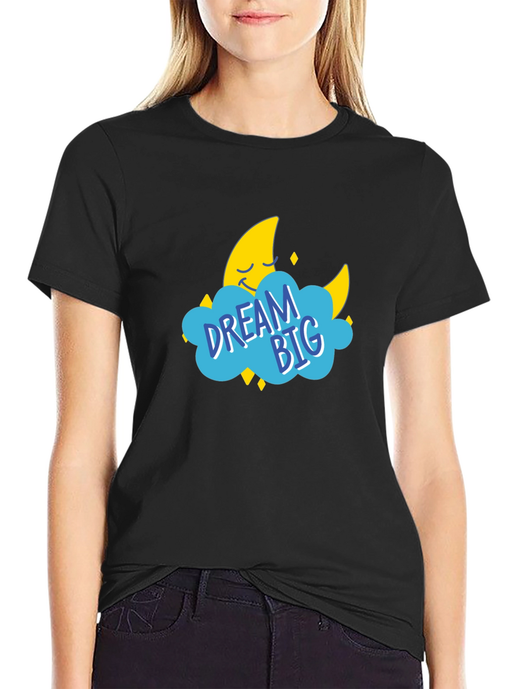 Dream Big Graphic Tee - Black Cotton T-Shirt