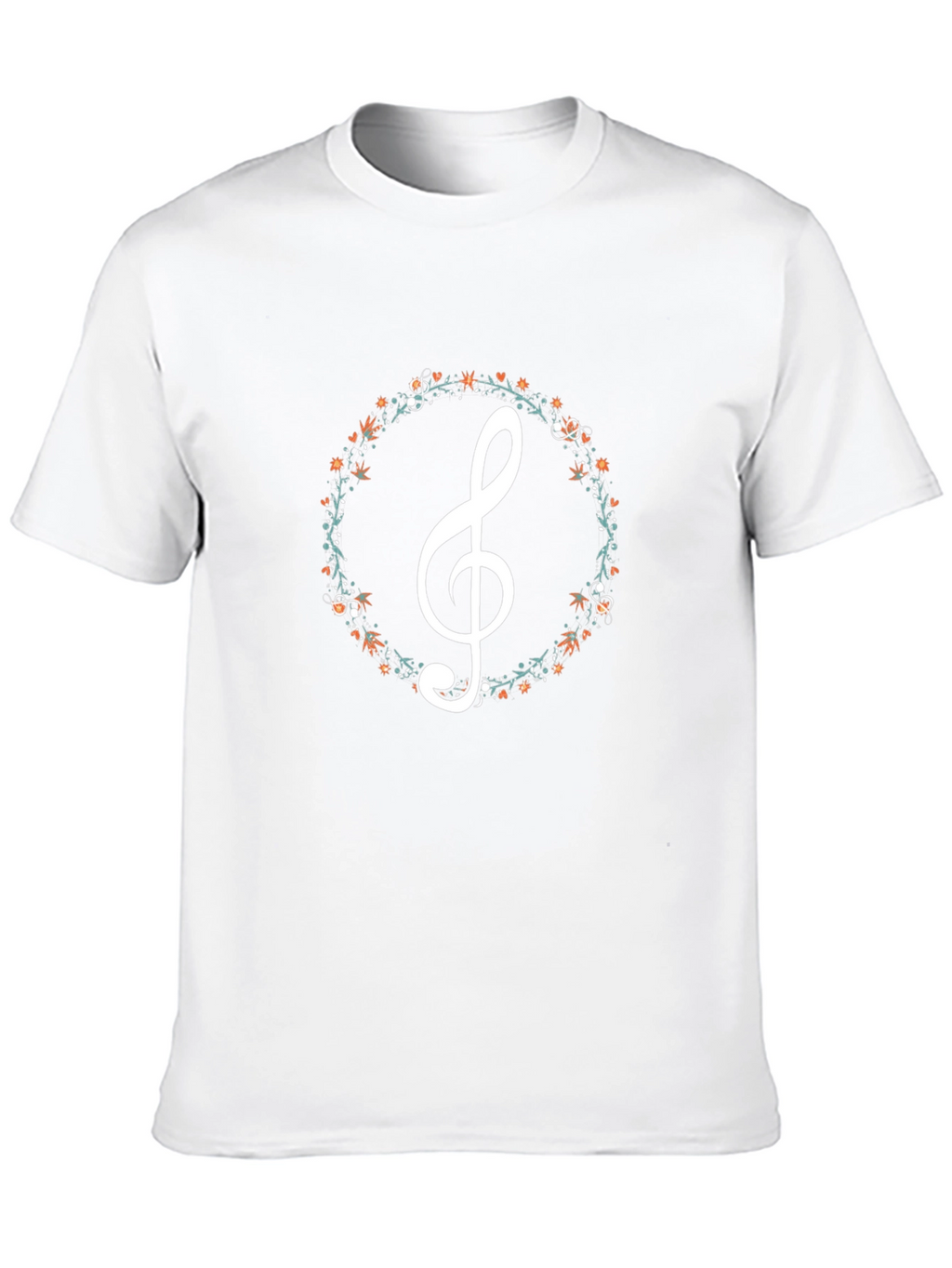 Floral Treble Clef Black T-Shirt