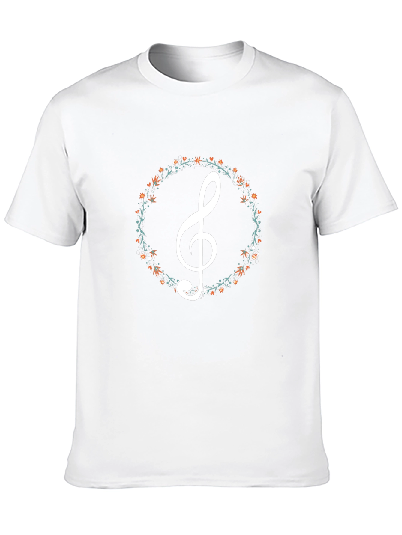 Floral Treble Clef Black T-Shirt