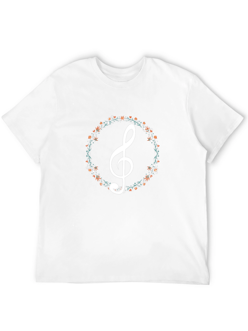 Floral Treble Clef Black T-Shirt
