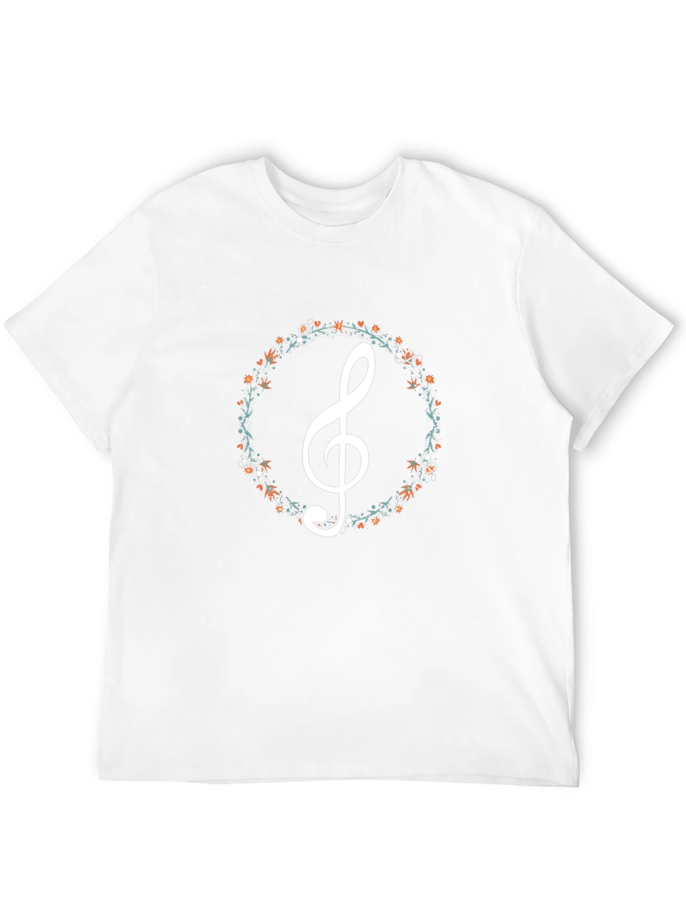 Floral Treble Clef Black T-Shirt