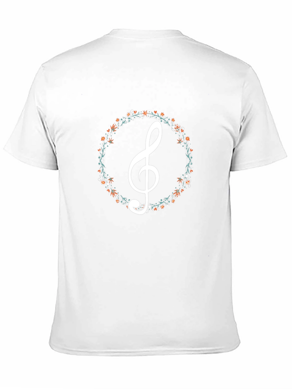 Floral Treble Clef Black T-Shirt