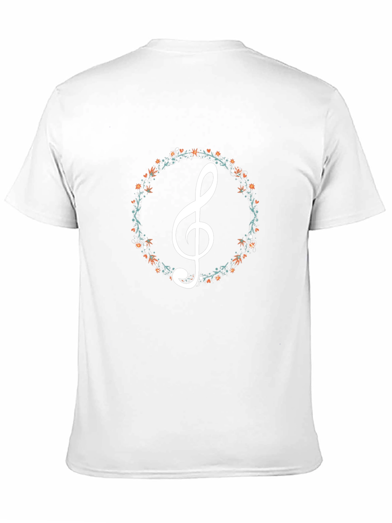Floral Treble Clef Black T-Shirt