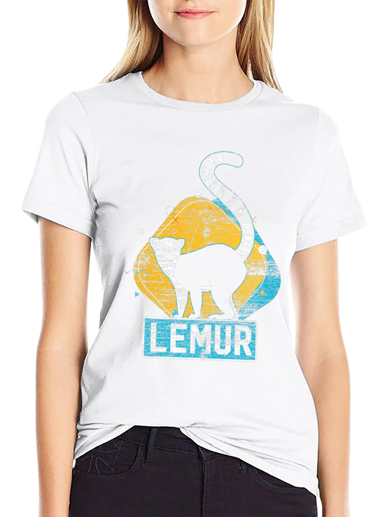 Lemur Graphic Print Black T-Shirt