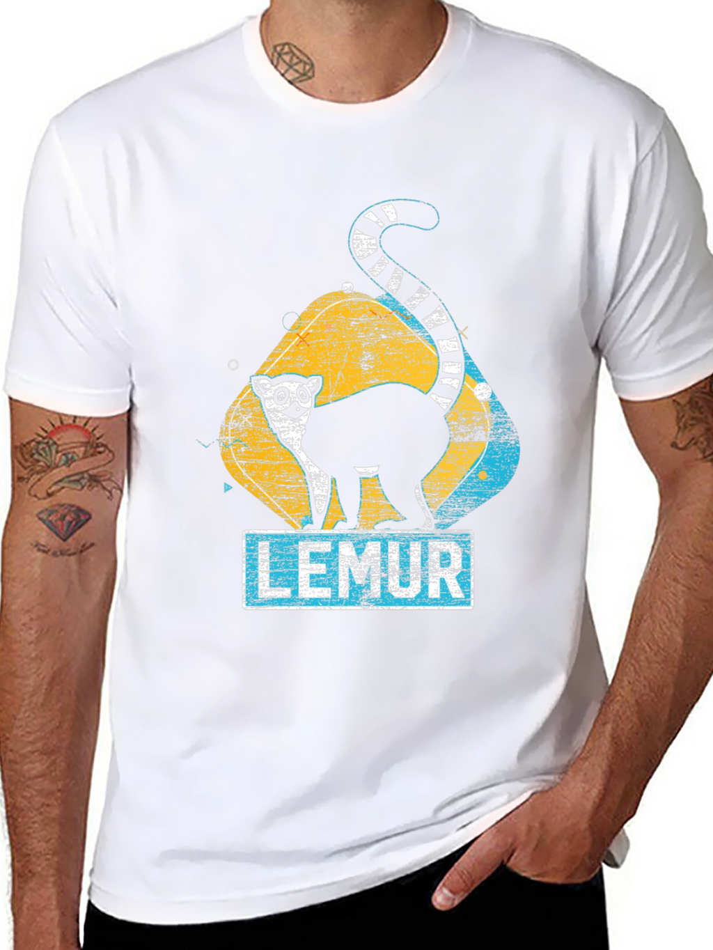 Lemur Graphic Print Black T-Shirt