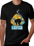 Lemur Graphic Print Black T-Shirt