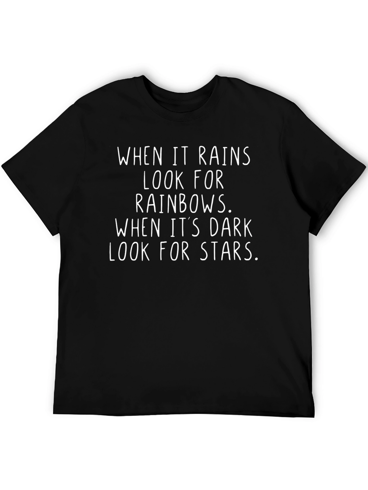 Inspirational Rain Rainbows Stars Graphic Tee - Black