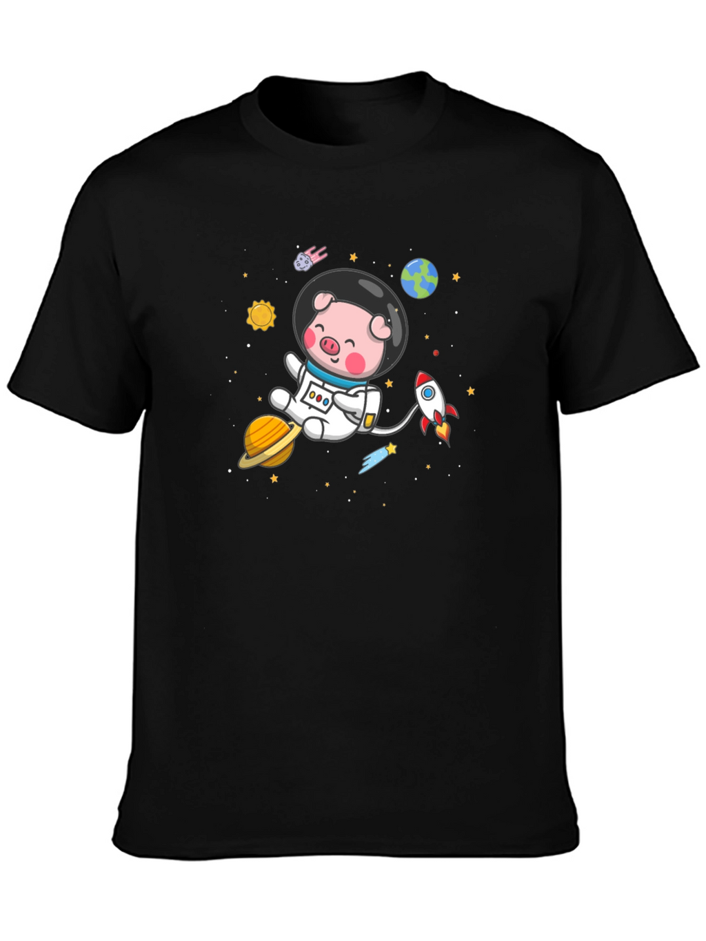 Astronaut Pig Graphic Tee - Space Adventure Shirt