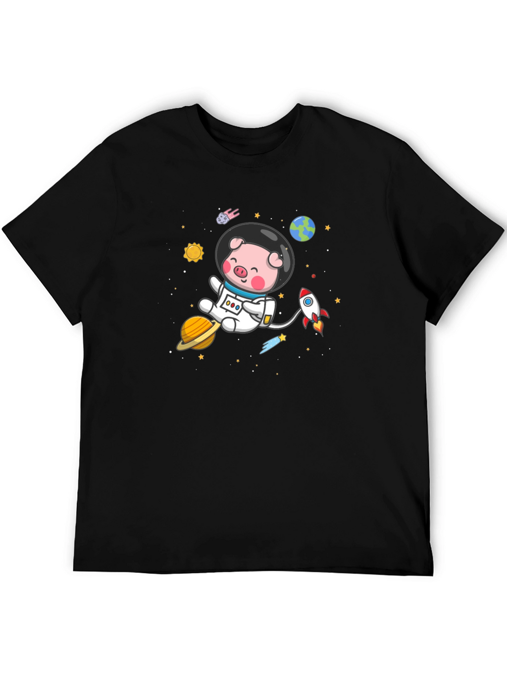 Astronaut Pig Graphic Tee - Space Adventure Shirt