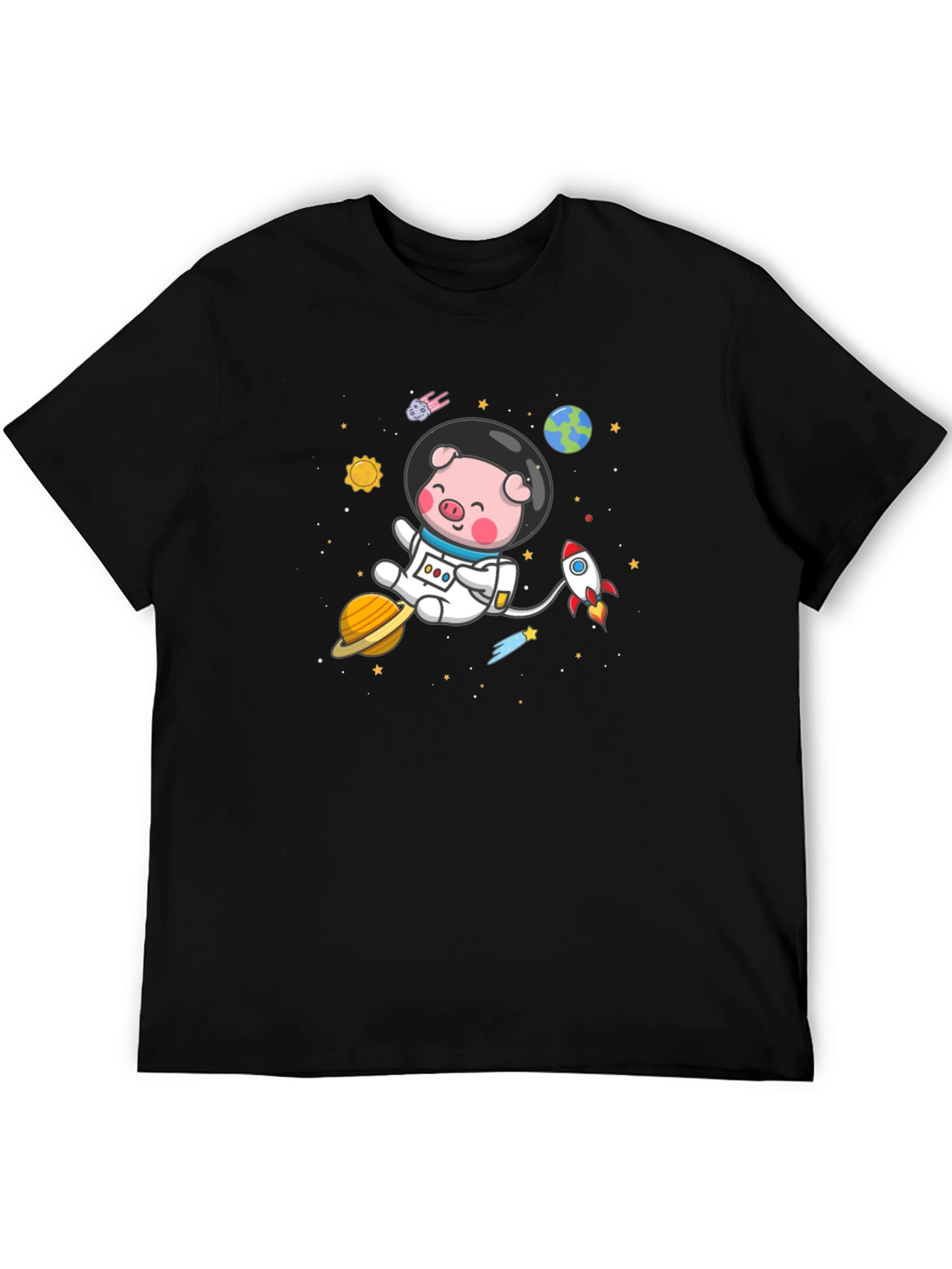 Astronaut Pig Graphic Tee - Space Adventure Shirt
