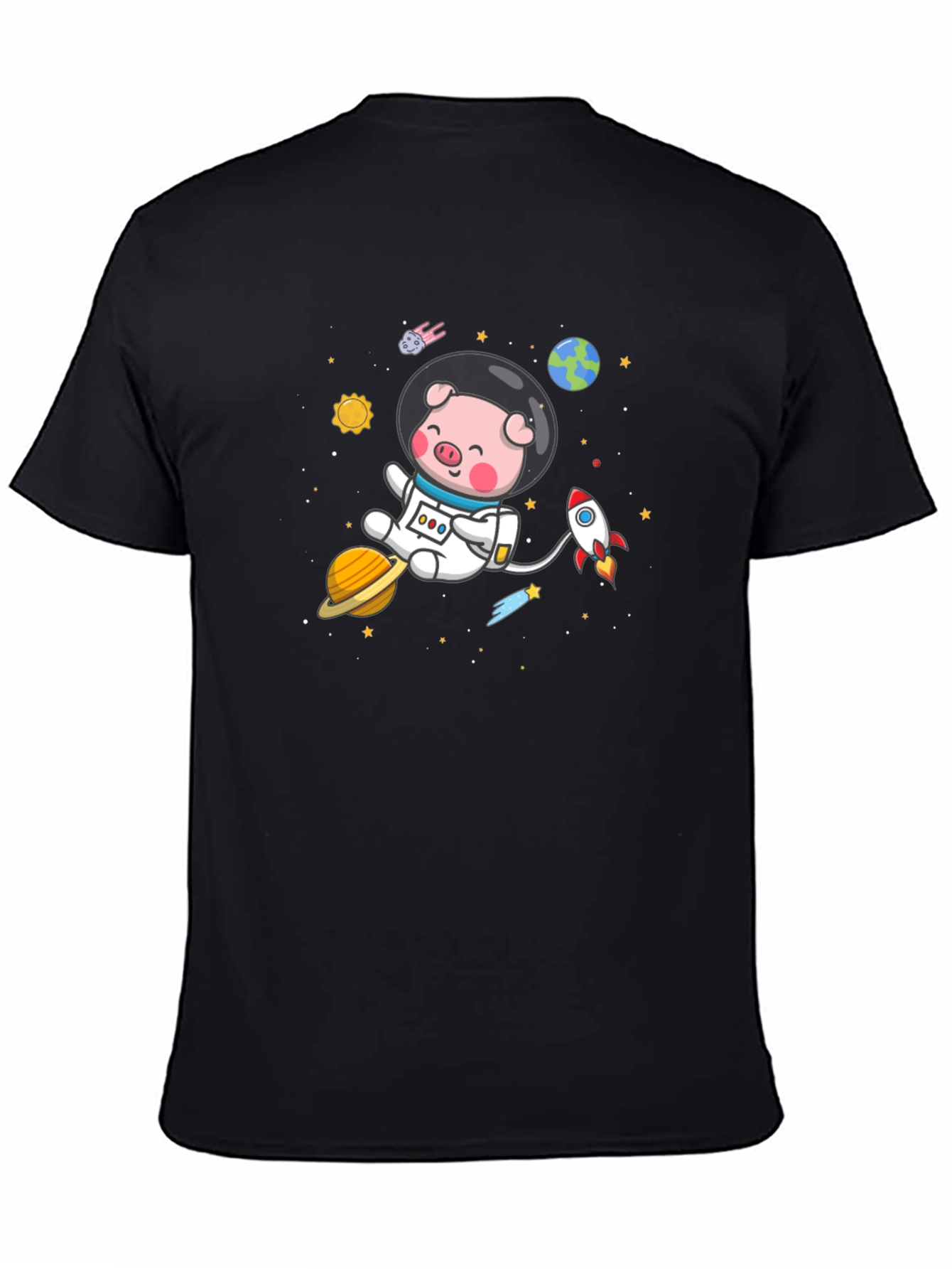 Astronaut Pig Graphic Tee - Space Adventure Shirt