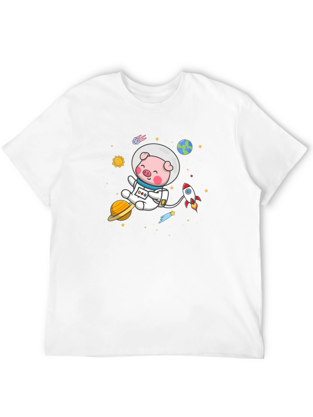 Astronaut Pig Graphic Tee - Space Adventure Shirt