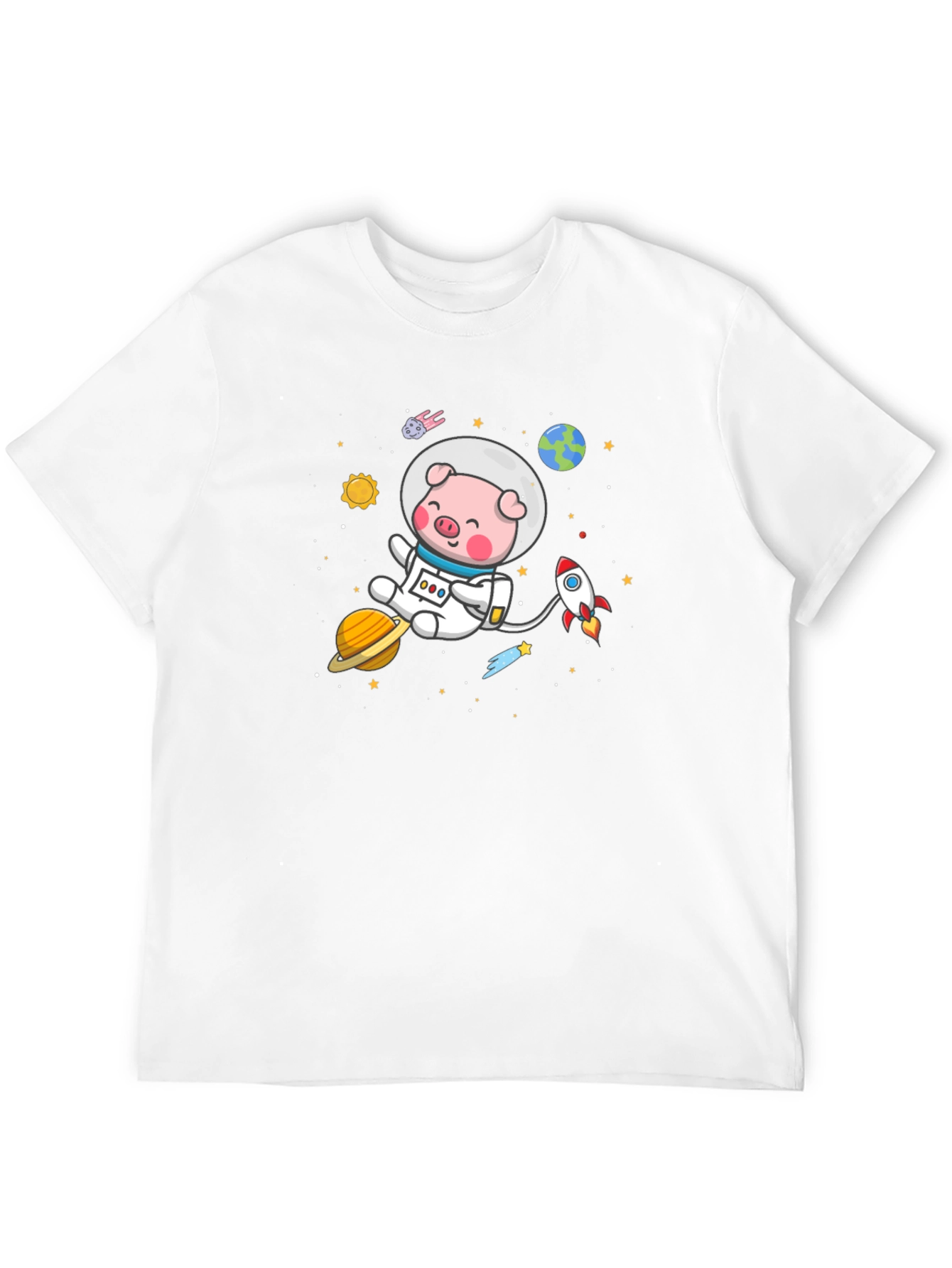 Astronaut Pig Graphic Tee - Space Adventure Shirt