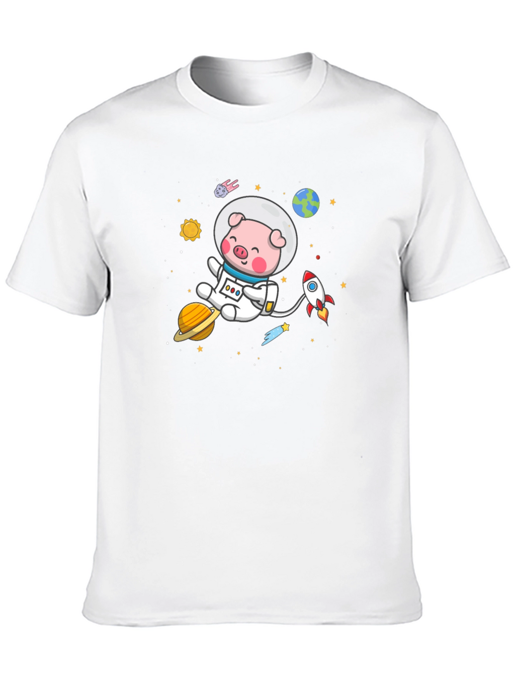 Astronaut Pig Graphic Tee - Space Adventure Shirt