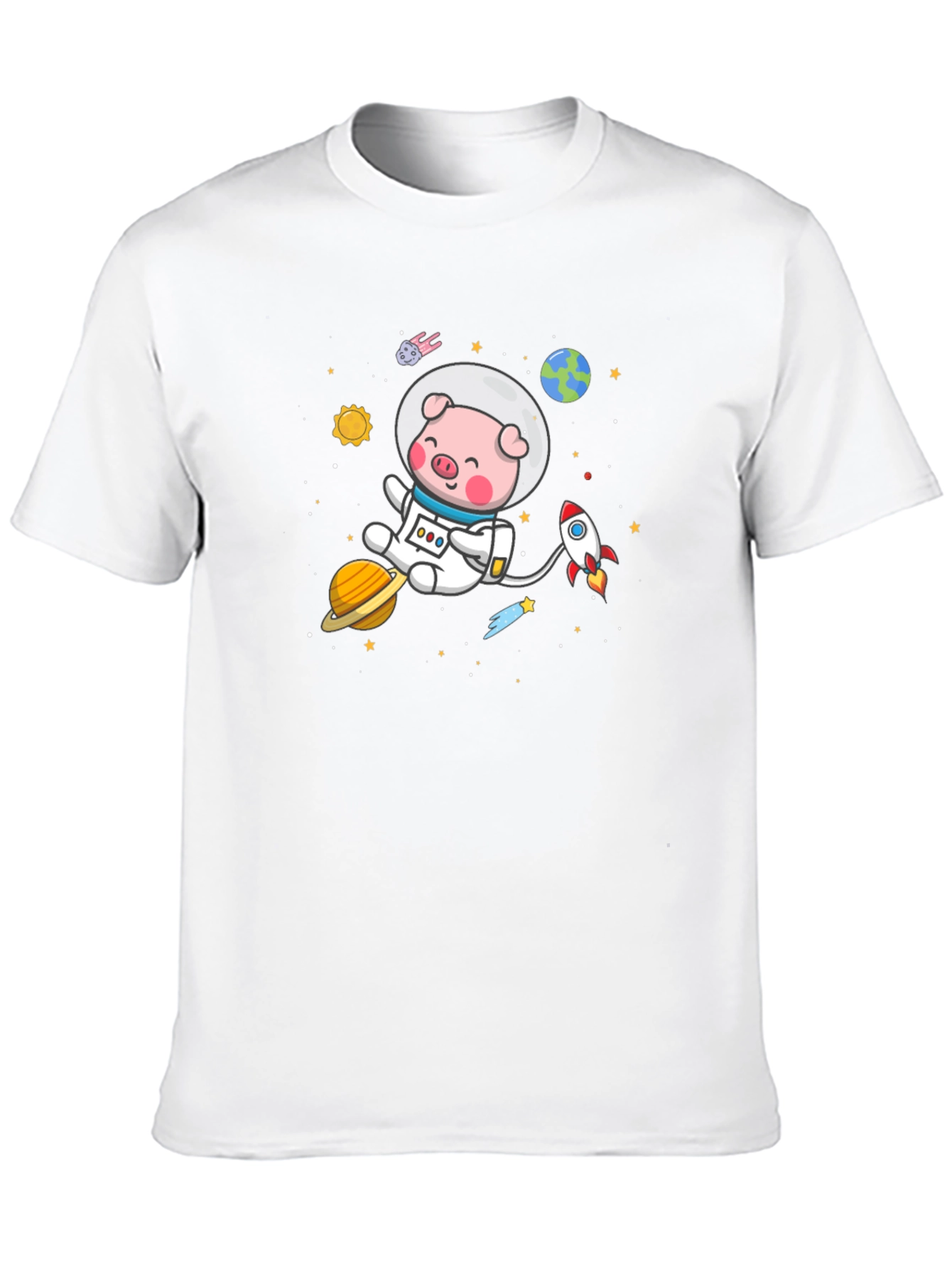 Astronaut Pig Graphic Tee - Space Adventure Shirt