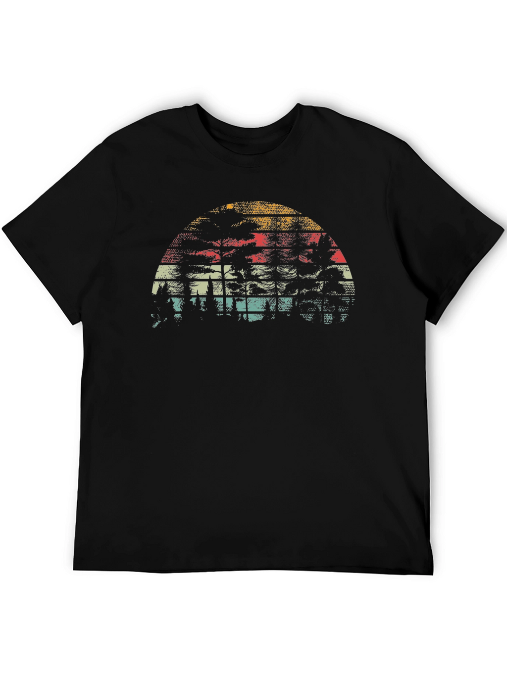 Retro Sunset Graphic Tee - Black Cotton Blend