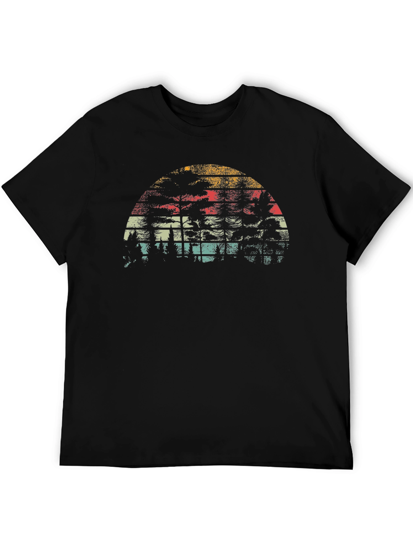 Retro Sunset Graphic Tee - Black Cotton Blend