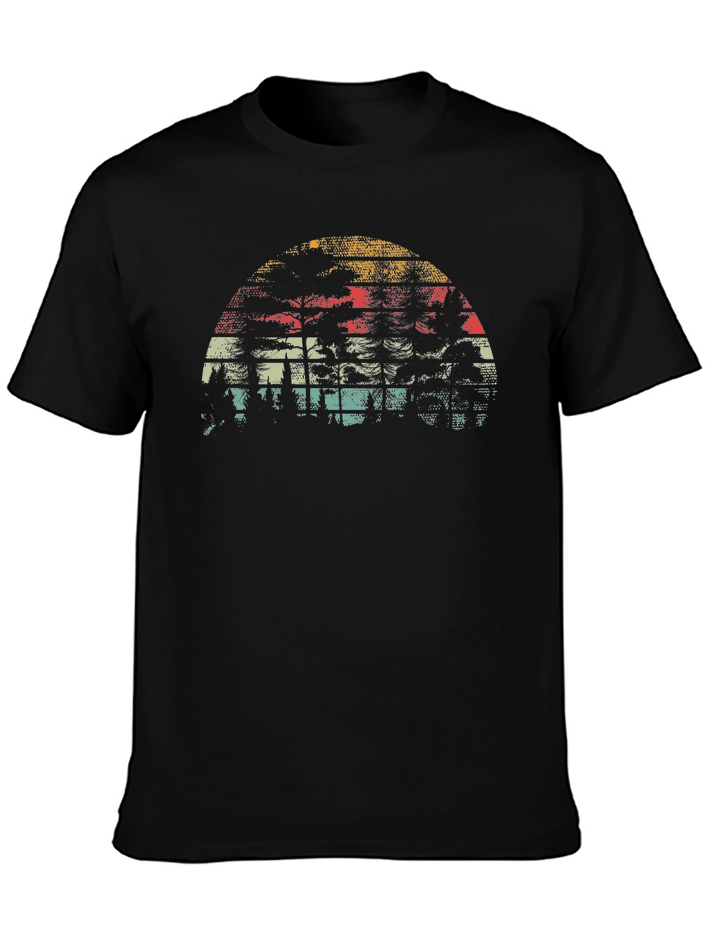 Retro Sunset Graphic Tee - Black Cotton Blend