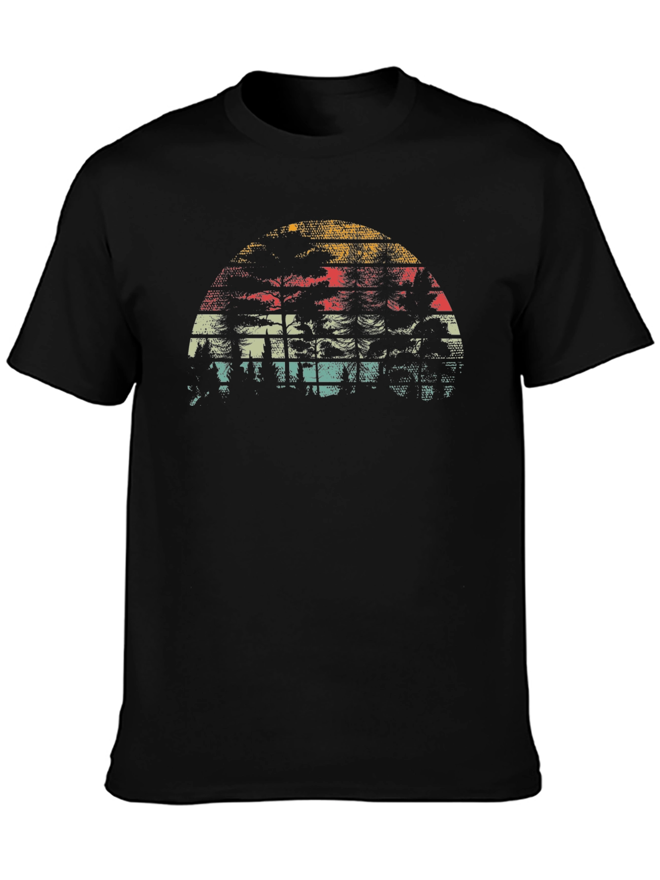 Retro Sunset Graphic Tee - Black Cotton Blend