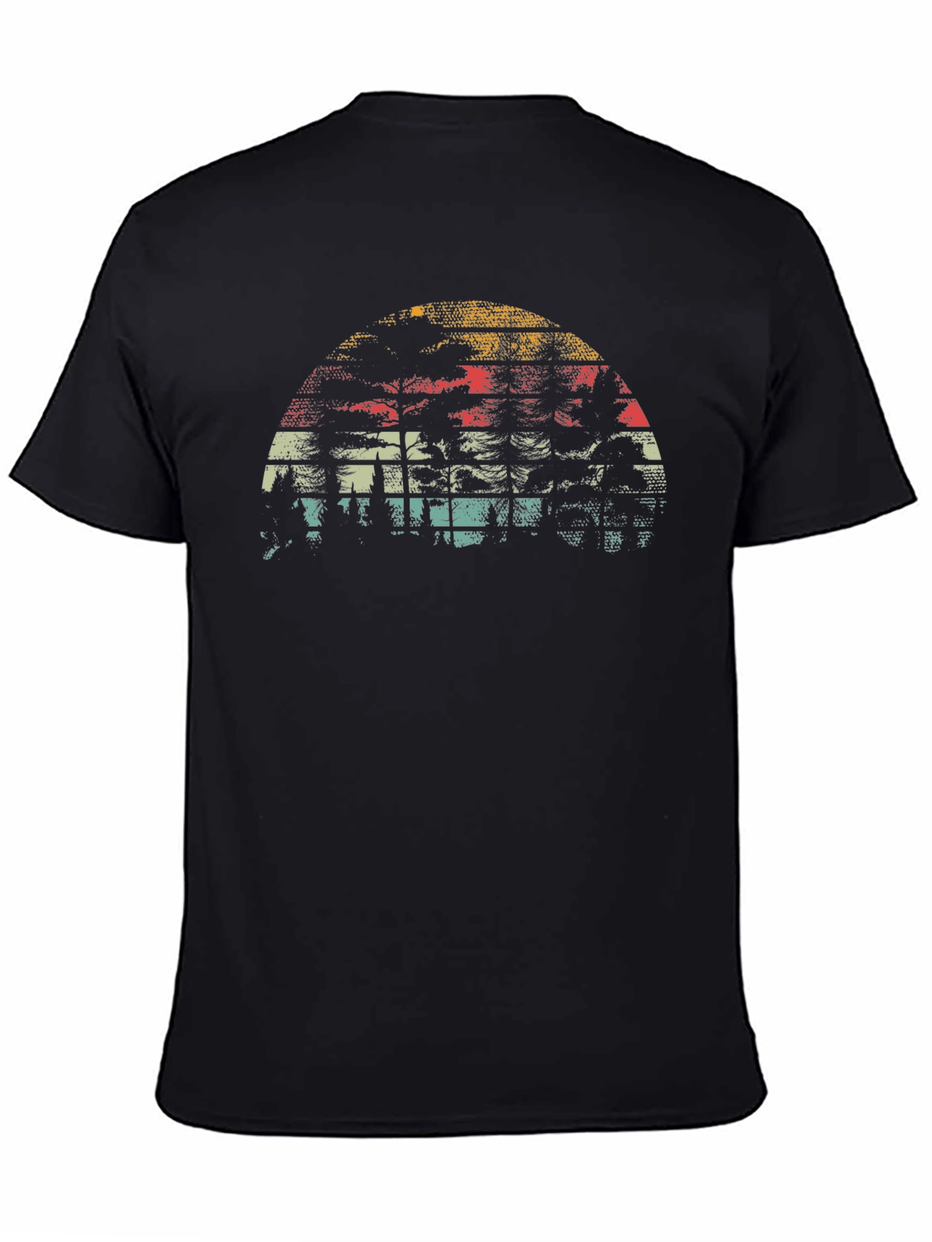 Retro Sunset Graphic Tee - Black Cotton Blend