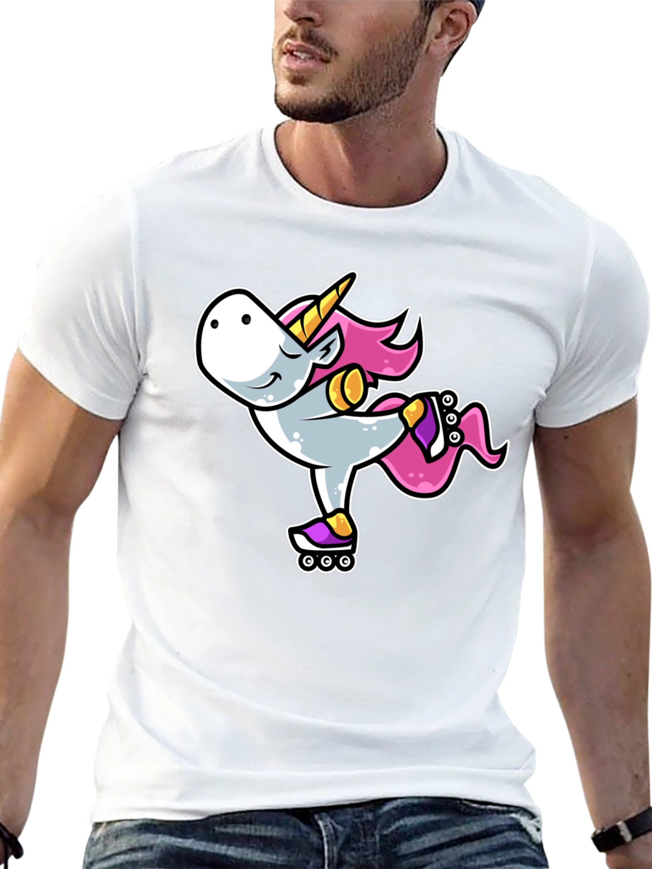 Unicorn Roller Skating Graphic Tee - Black