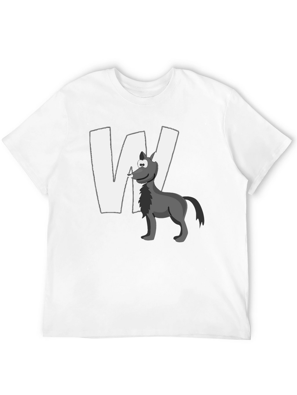 Wolf Cartoon Graphic Black T-Shirt