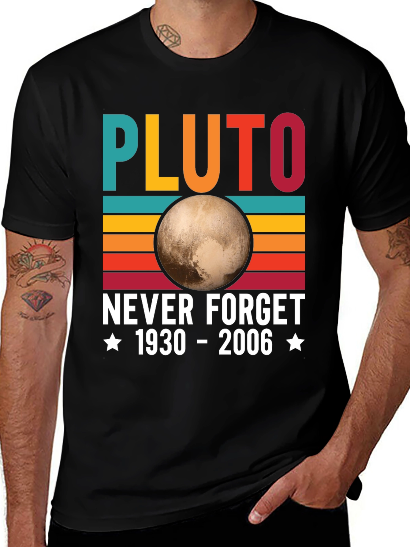 Retro Pluto Never Forget Graphic T-Shirt