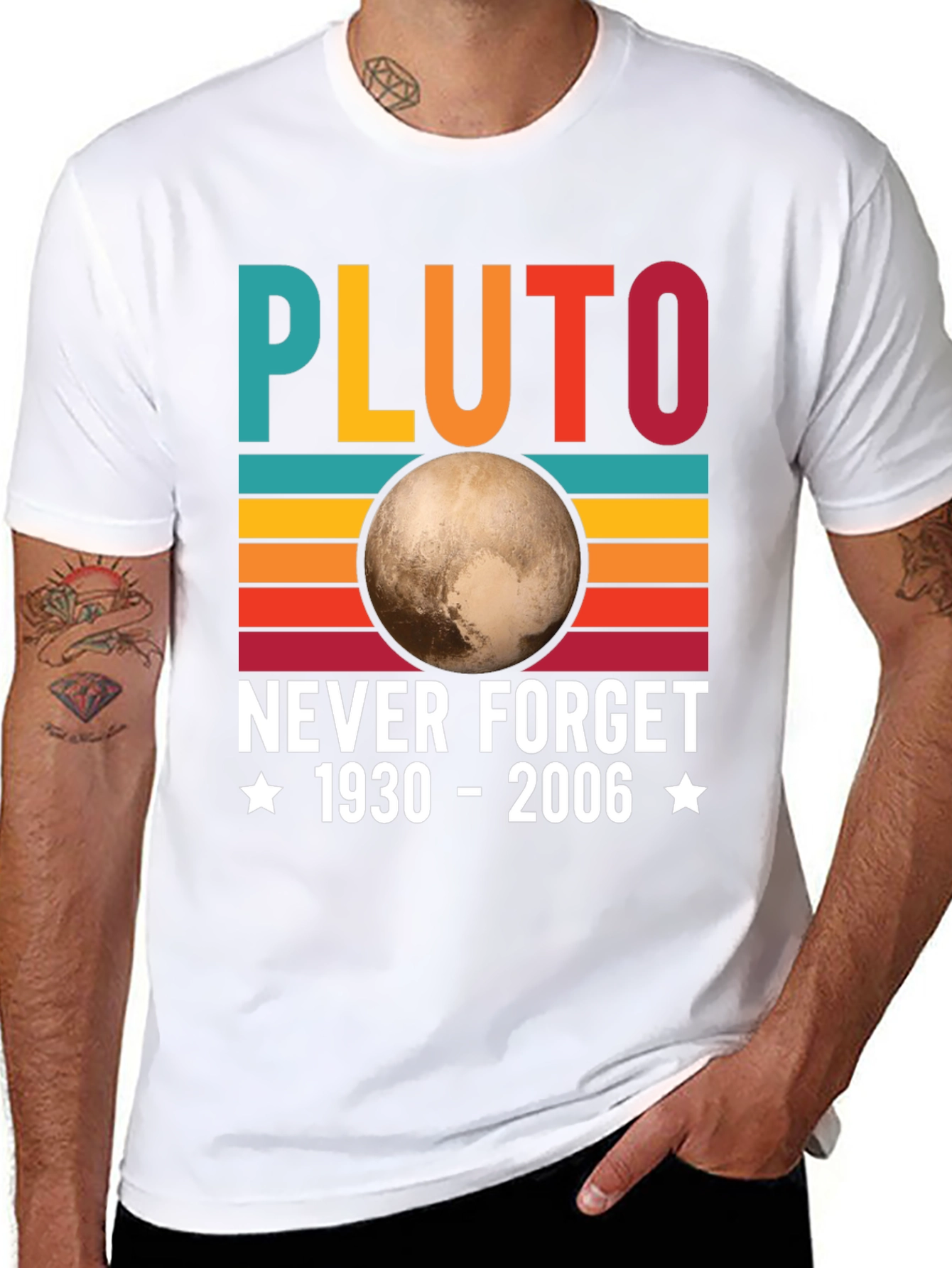 Retro Pluto Never Forget Graphic T-Shirt