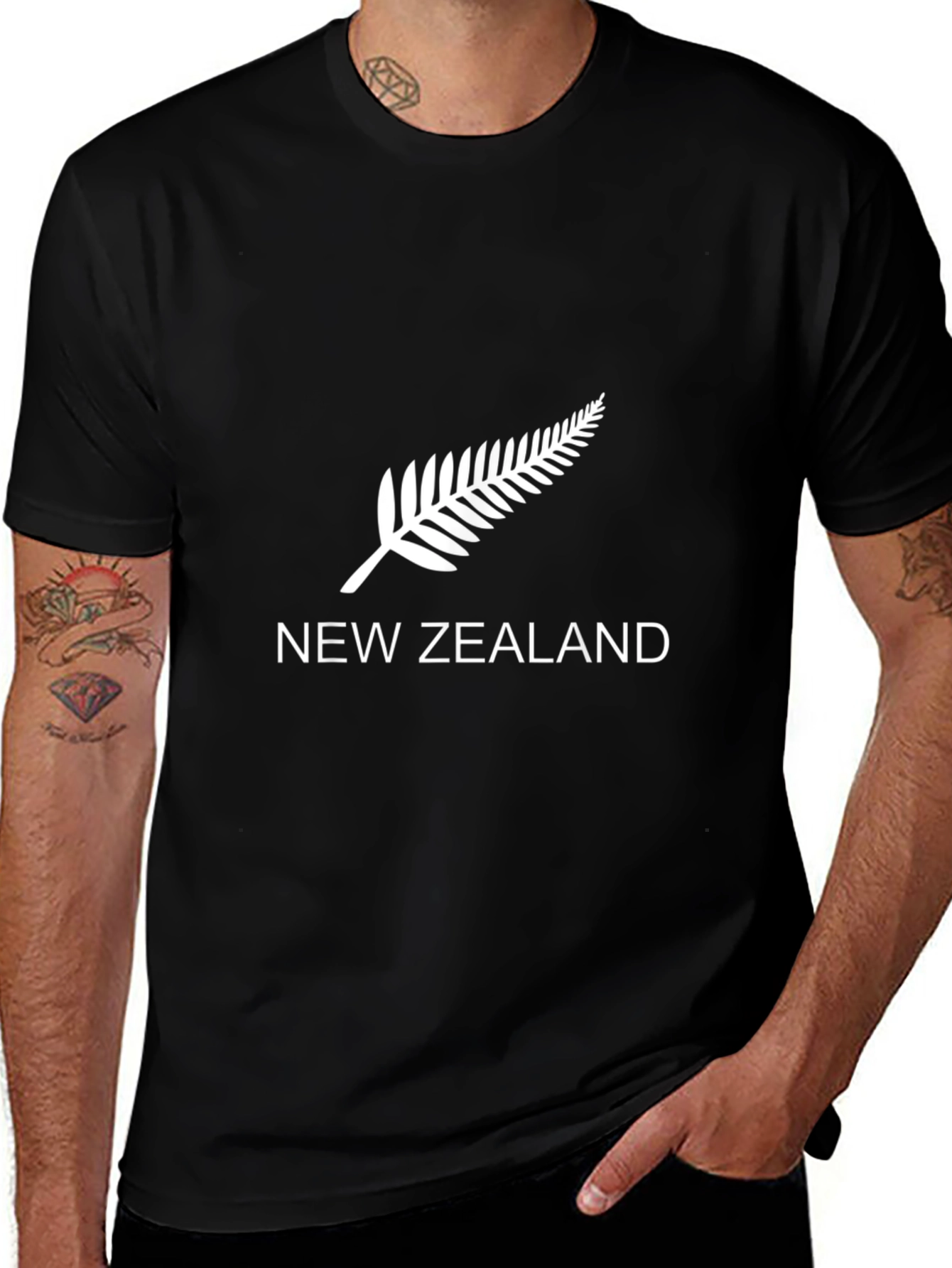 New Zealand Fern Graphic Black T-Shirt