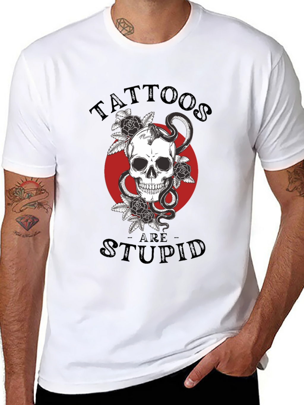 Tattoos Are Stupid Skull & Snake T-Shirt