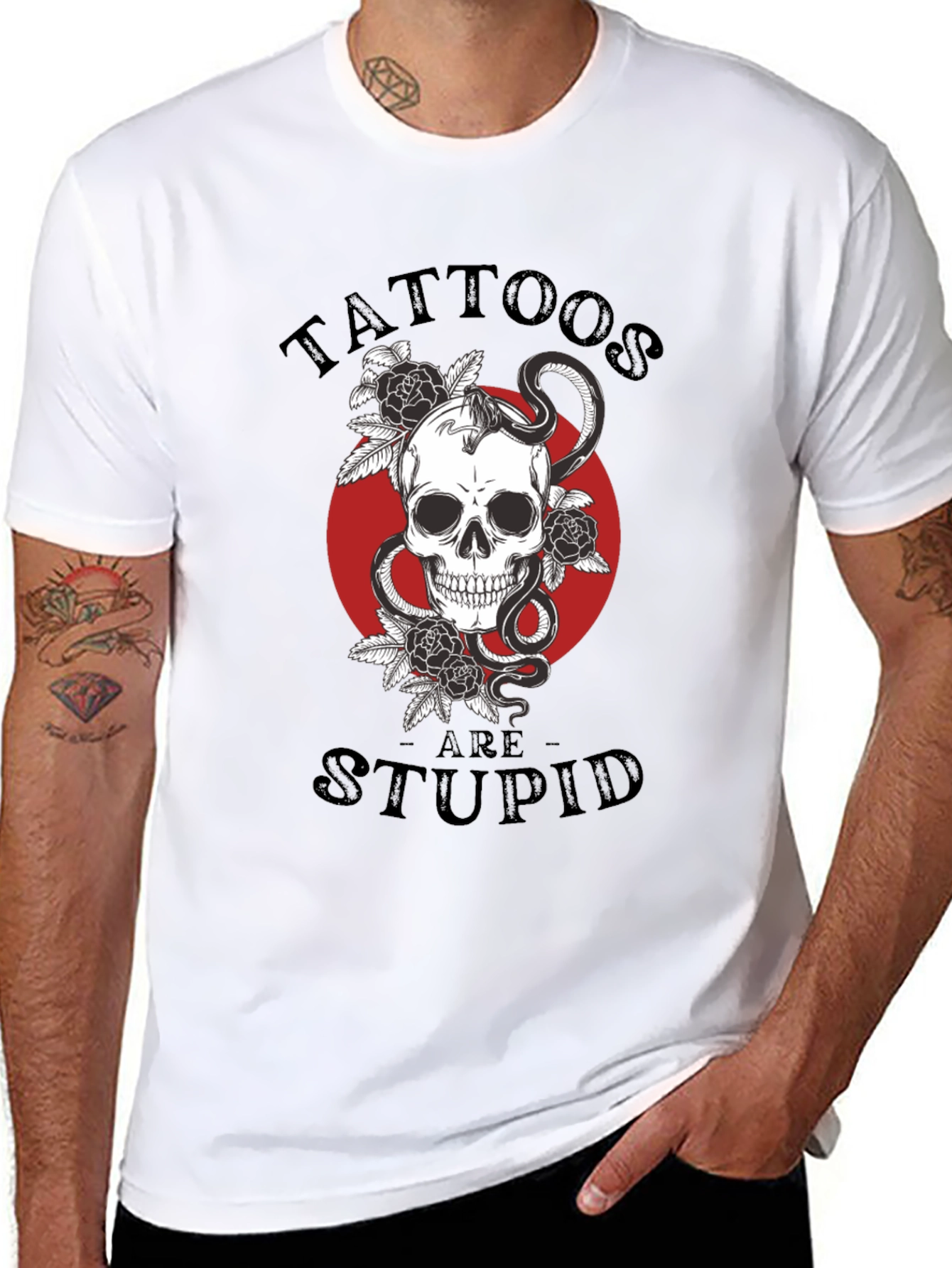 Tattoos Are Stupid Skull & Snake T-Shirt