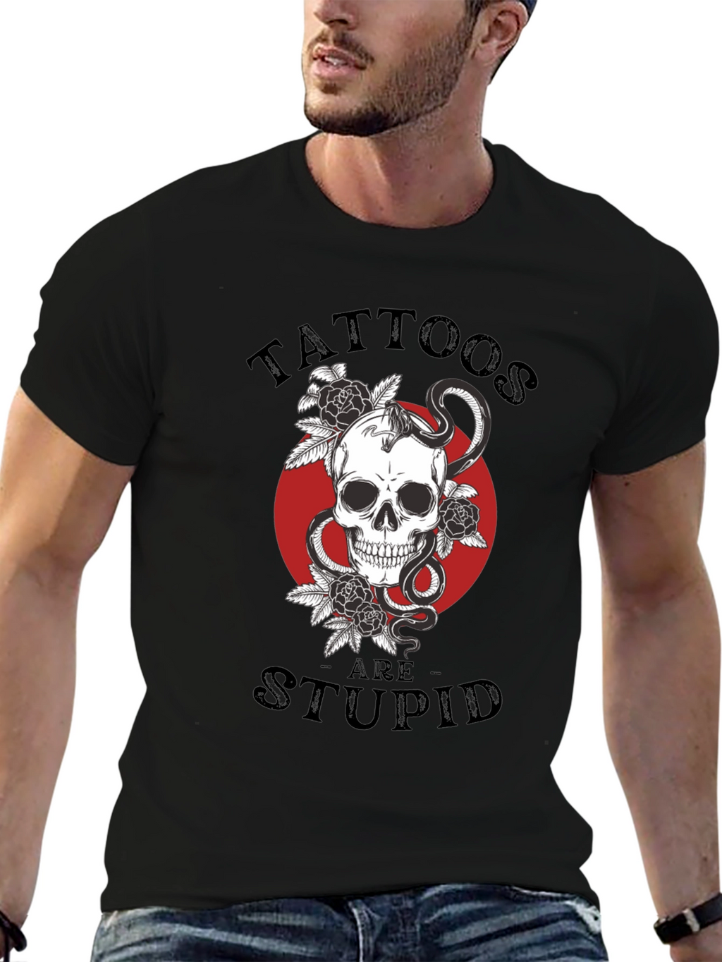 Tattoos Are Stupid Skull & Snake T-Shirt