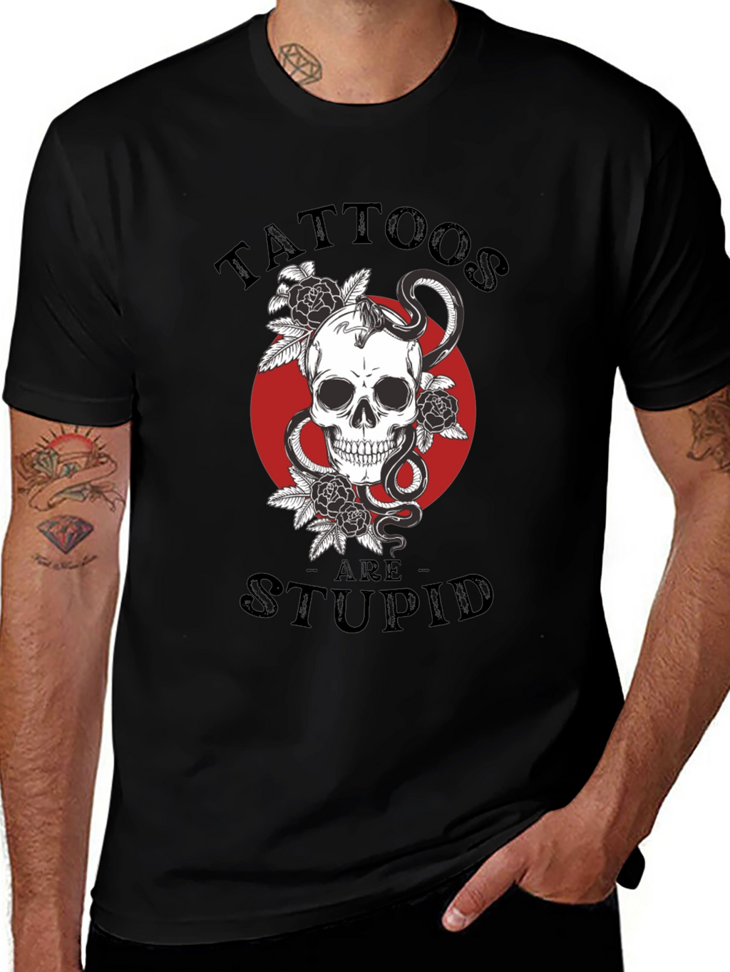 Tattoos Are Stupid Skull & Snake T-Shirt