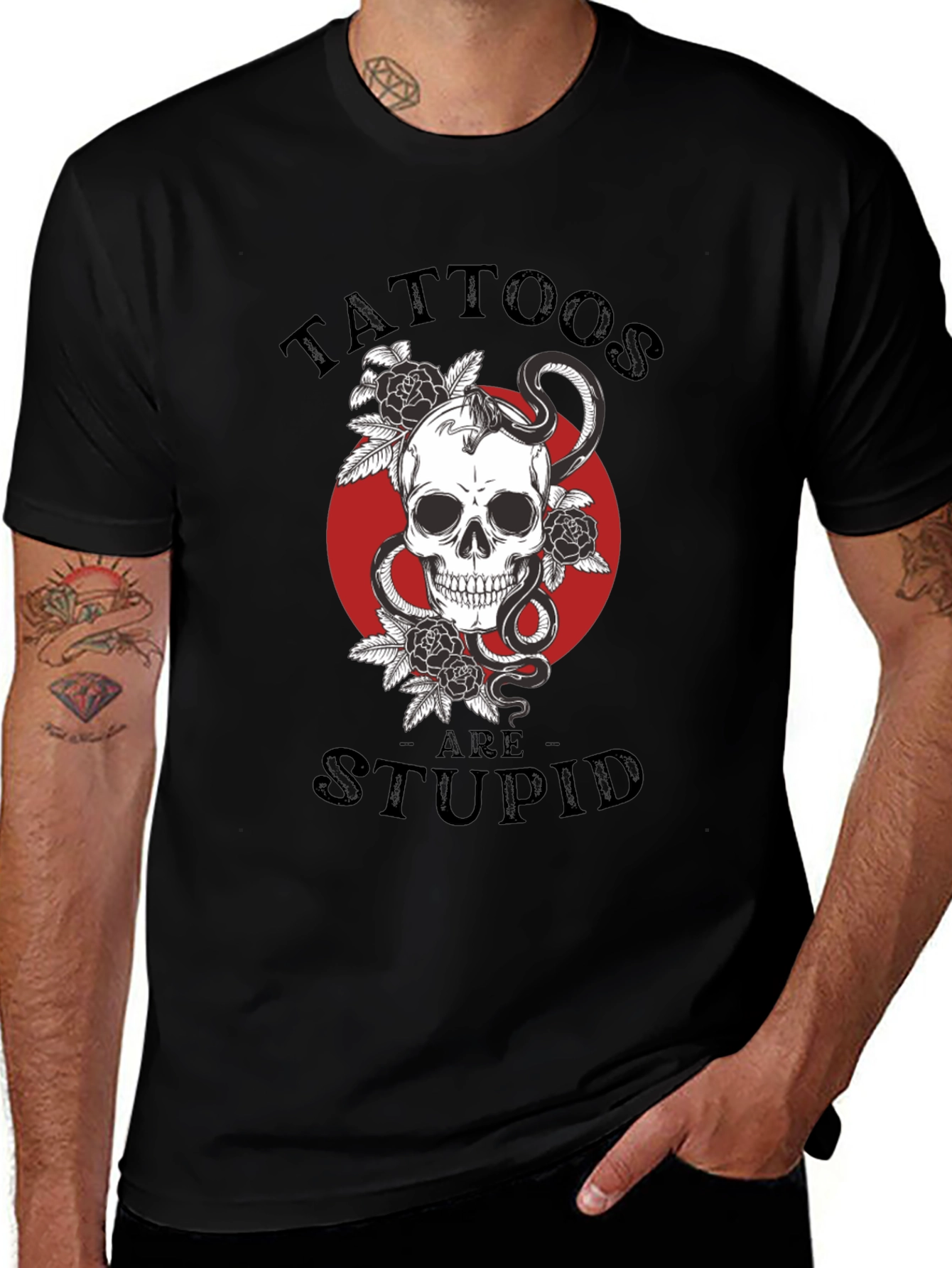 Tattoos Are Stupid Skull & Snake T-Shirt