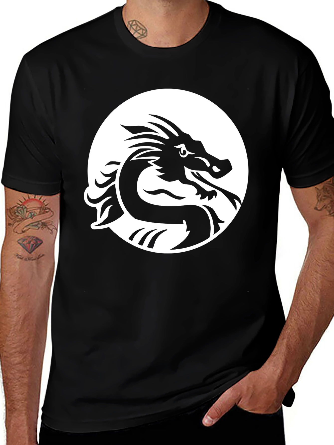 Dragon Graphic Tee - Black Cotton Blend