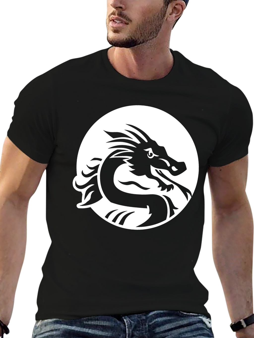 Dragon Graphic Tee - Black Cotton Blend