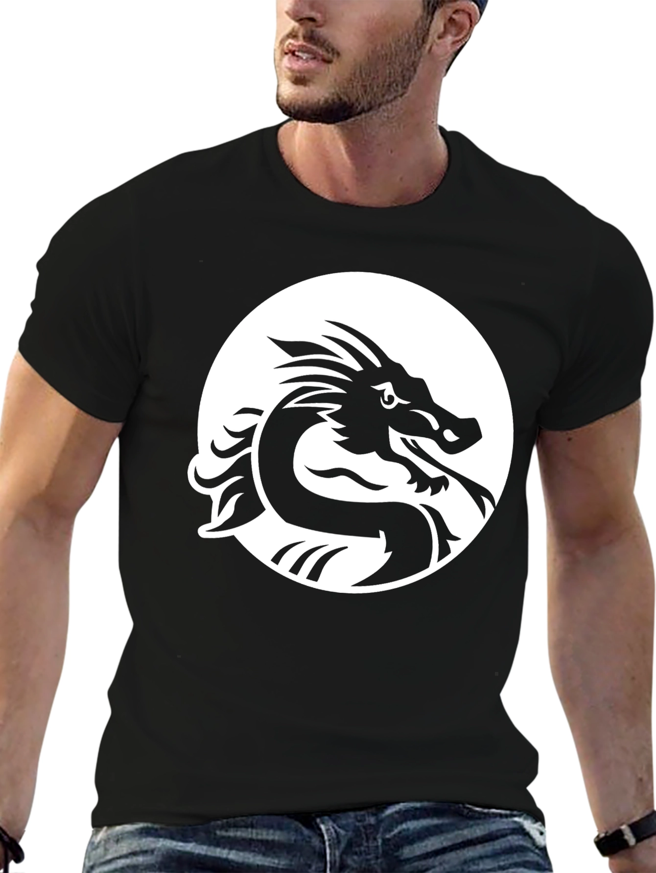 Dragon Graphic Tee - Black Cotton Blend