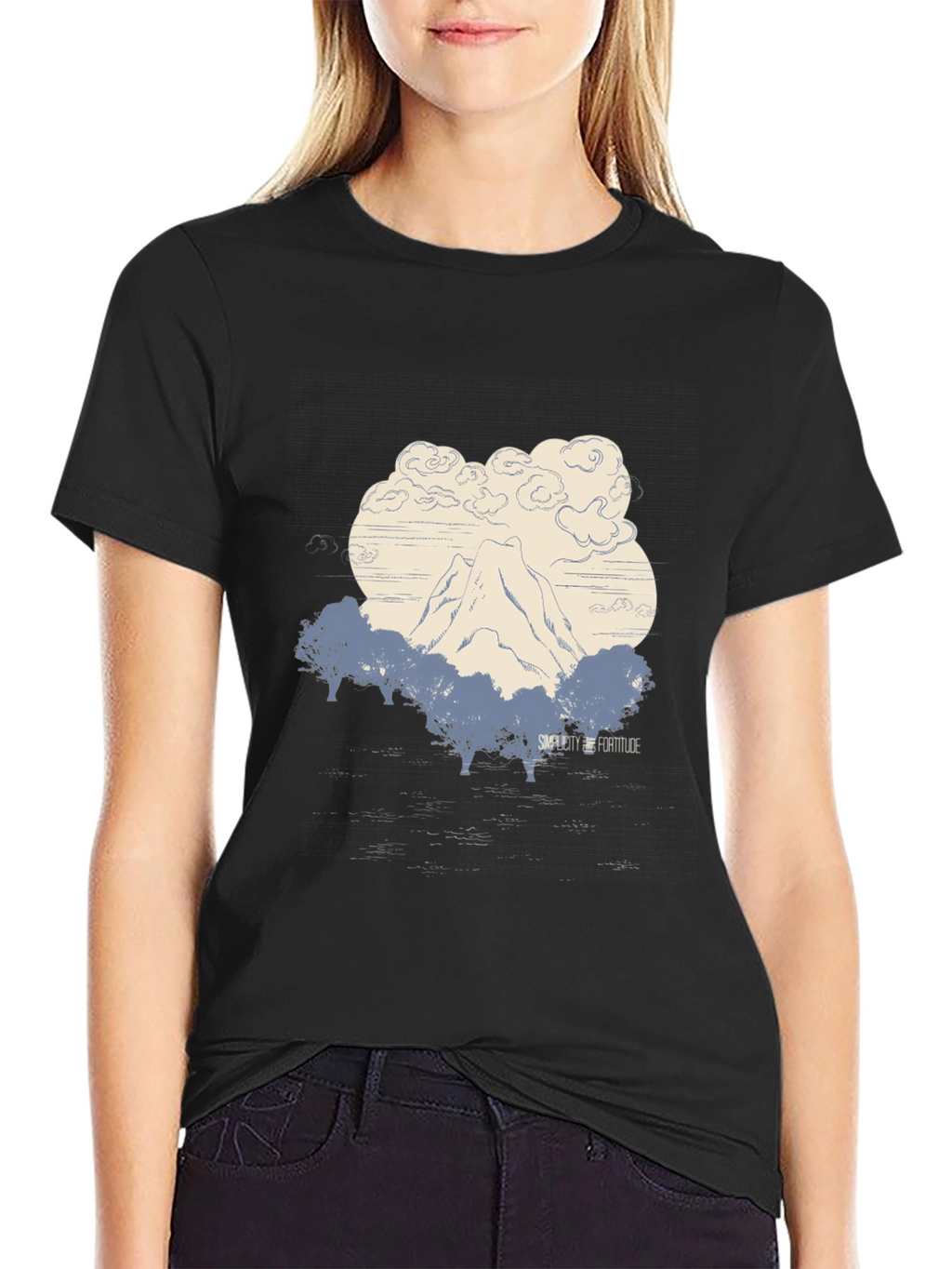 Mountain Graphic Tee - Black Cotton Comfort